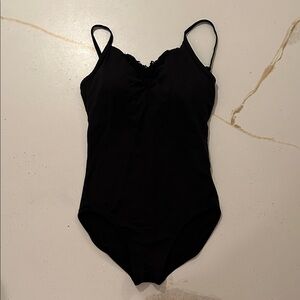 Black Pinch Front Leotard